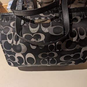 Coach Black and Silver Shoulder Bag